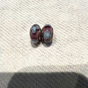 PANDORA purple and blue floral charm